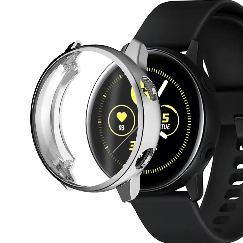 Защитный чехол для samsung galaxy watch active, мягкий силиконовый чехол, ультра-тонкая защитная рамка для galaxy Active, защита - Цвет: Silver