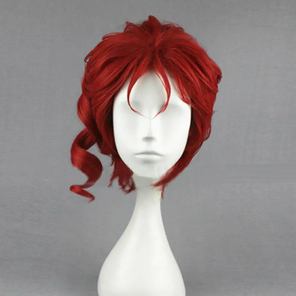Dark Red Wig Унисекс косплей костюм пальто JoJo's Необычные Приключения Noriaki Экипировка Kakyoin костюм пальто брюки Косплей Костюм на заказ любой размер - Цвет: Dark Red Wig