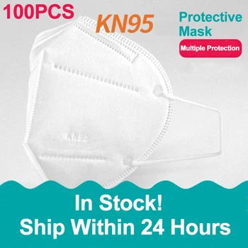 

100PCS Mask KN95 Face Mask Dust Respirator KN95 Mouth Masks Adaptable Against Pollution Breathable KN95 Mask Filter Maske White