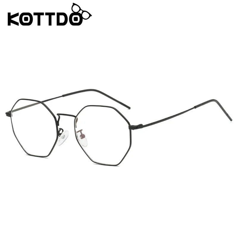 KOTTDO металлические полигоновые оправы для очков для женщин, винтажные компьютерные оправы для очков для мужчин, очки для близорукости, мужские аксессуары