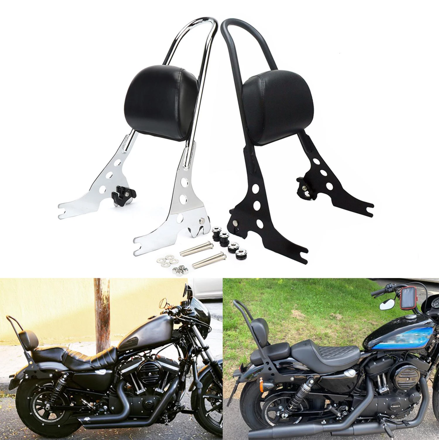 For Harley '04later Xl1200 Xl883 Passenger Backrest Pad Sissy Bar Cushion For Sportster Iron
