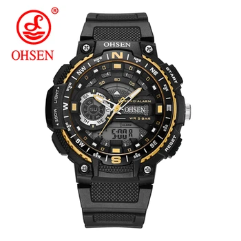 

OHSEN Sport Watch for Men New Dual Time Display Male Clock Waterproof Shock Resistant Wristwatch Digital Mens Military Watch Men
