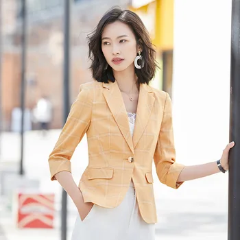 

Yy903 Slim Fit Occupation Small Suit 2020 Summer Plaid Temperament Cute Small Suit Female