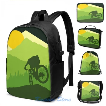 

Funny Graphic print Bike More USB Charge Backpack men School bags Women bag Travel laptop bag