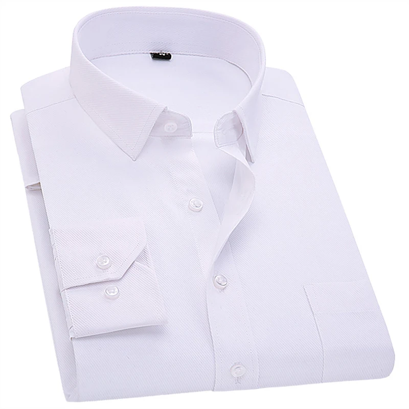 Brand Men's Fashion Clothes Mens Solid Color Turn-Down Collar Formal Shirts Men's Long Sleeve Dress Shirts For Men