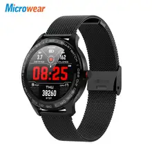 Microwear L9 Полный Круглый сенсорный экран нержавеющая сталь ободок ЭКГ сердечного ритма O2 монитор IP68 Facebook дисплей бизнес Смарт часы