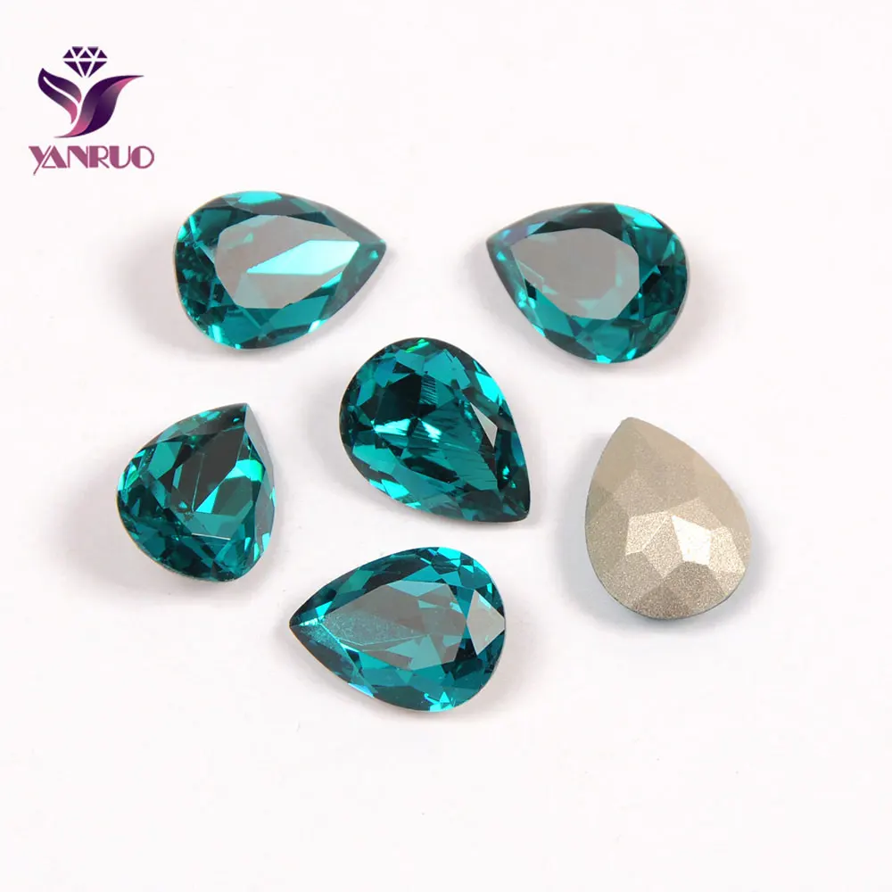 YANRUO, 4320, каплевидный алмаз, кристалл, камень, ремесла, ювелирное изделие, КАПЛЕВИДНАЯ К9 точка, Стразы для шитья, все для рукоделия и декора - Цвет: Blue Zircon