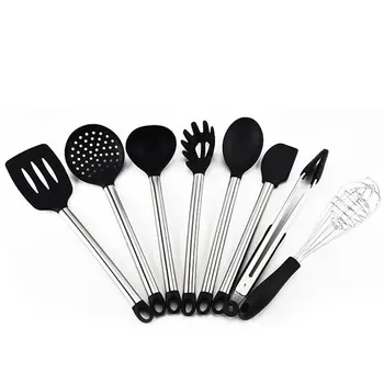 

8PCS/Set Food Grade Silicone Stainless Steel Handle Cooking Utensils Cookware Kitchen Cooking Tools Spatula Ladle Kitchenware