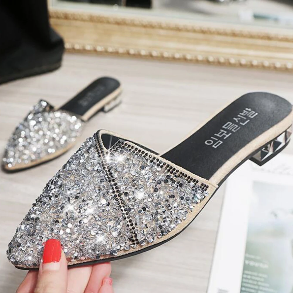 mules with rhinestones