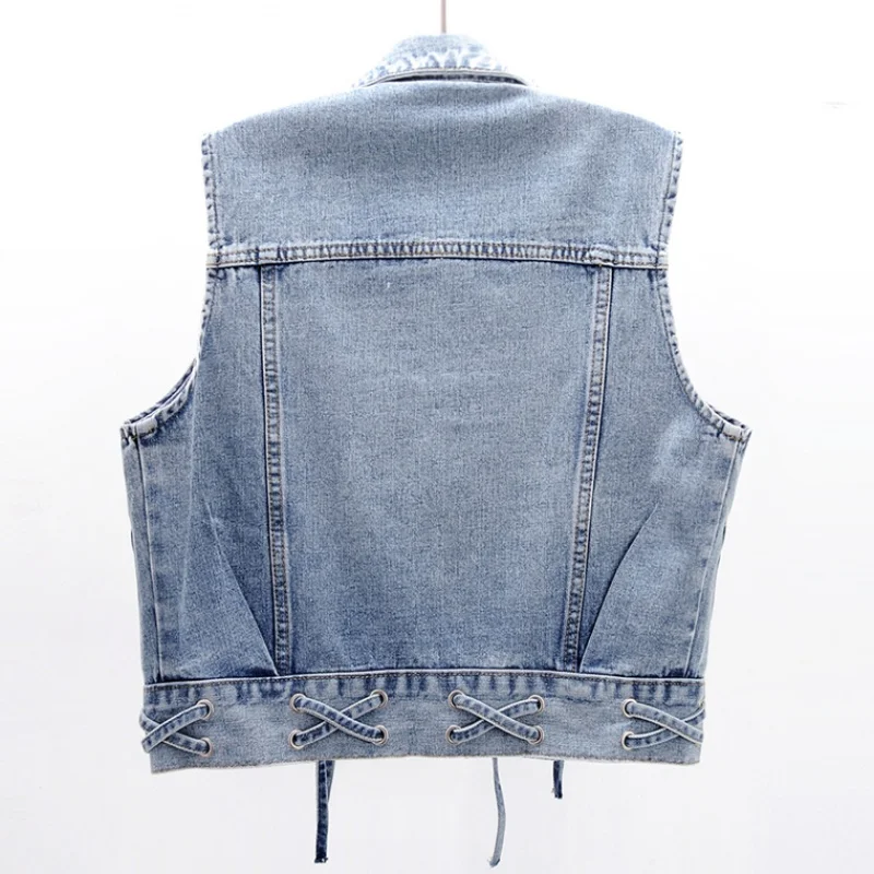 Guilantu Women Streetwear Denim Hooded Vest Coat Spring Single Breasted Hooded Sleevless Waistcoat Jacket Womens Plus Size 4xl