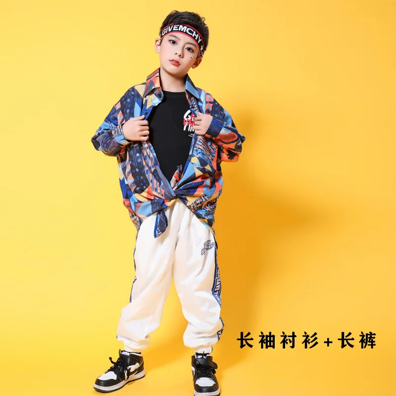 3.Shirt and trousers Детский костюм для джазовых танцев костюм для девочек Корейская рубашка свободная одежда в стиле хип-хоп костюм для мальчиков детская одежда для девочек - Цвет: 3.Shirt and trousers