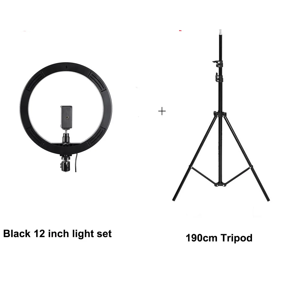 12 дюймов 30 см Диммируемый светодиодный кольцевой светильник для селфи 3200-5500k 12 Вт для Youtube Видео Фото Студийный светильник с 1,6 м штативом
