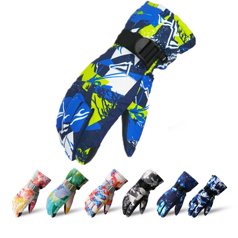 Зимние теплозащитные лыжные перчатки для мужчин, женщин и детей, флисовые перчатки для сноуборда с сенсорным экраном, водонепроницаемые Зимние перчатки для катания на мотоцикле и лыжах