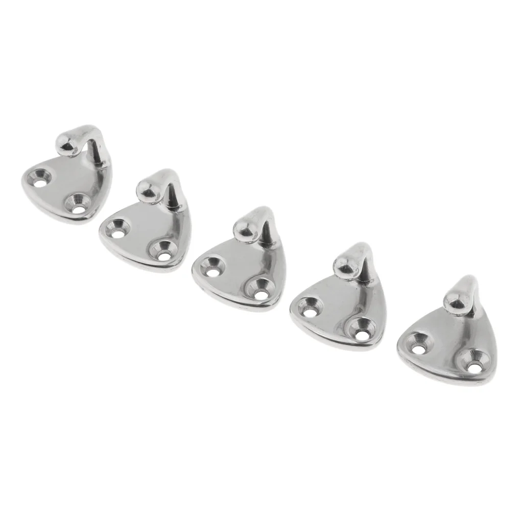 5-Counted 316 Stainless Steel Coat J Hook Hang Ring Boat Hardware Accessories