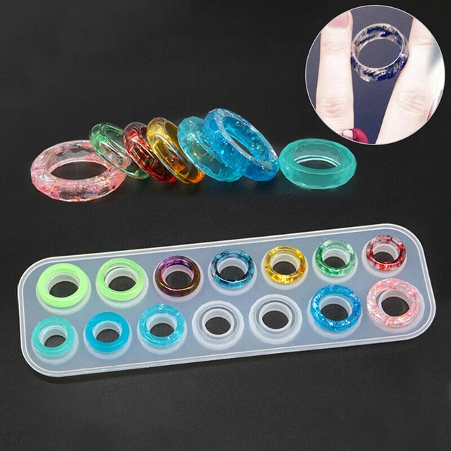 1Pc Resin Ring 5 Shapes Silicone Mold Jewelry Cat Diamond Flat Shaped Ring  Pendant DIY Silicone