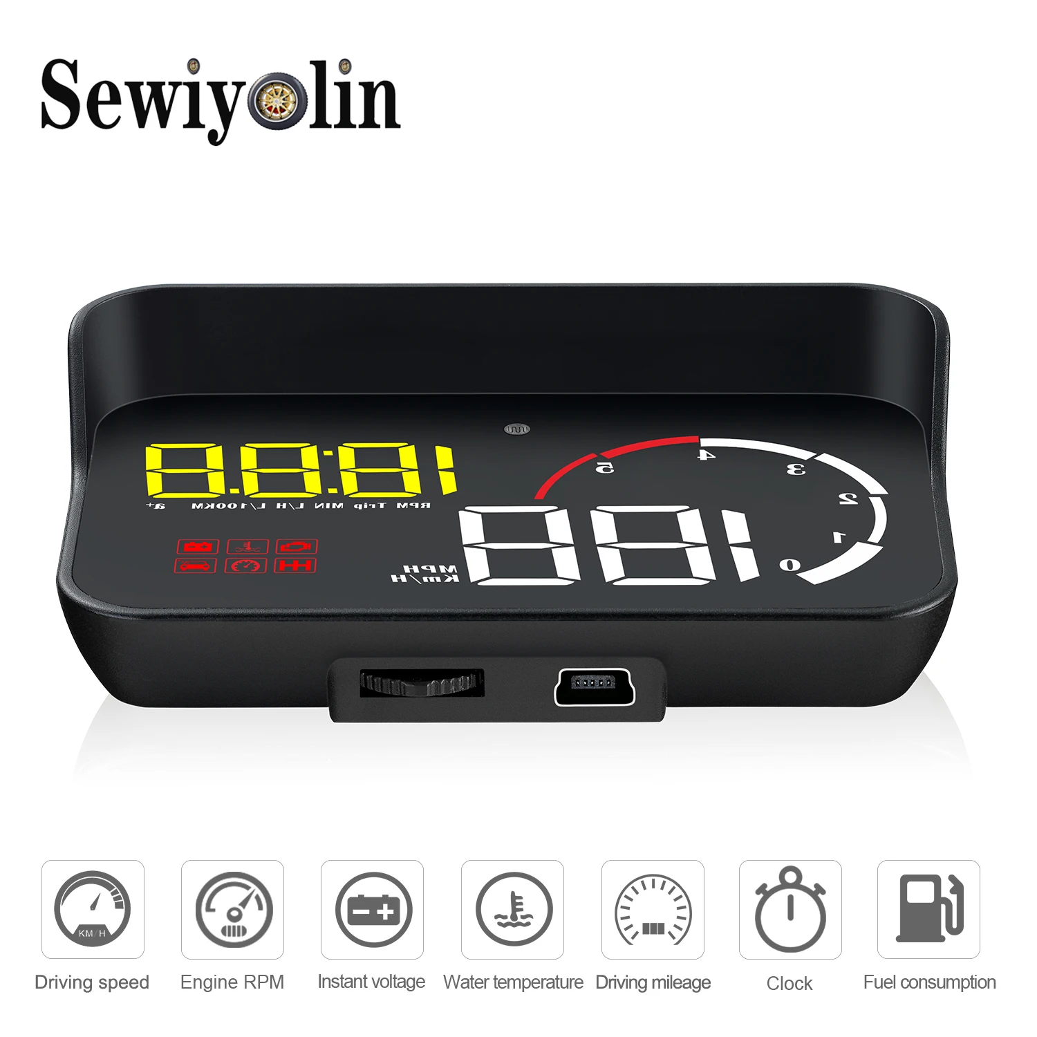 

2020 New M10 HUD Head Up Display Auto HUD OBD2 Car Speed Projector KMH MPH Speedometer Car Detector Oil Consumption for Audi