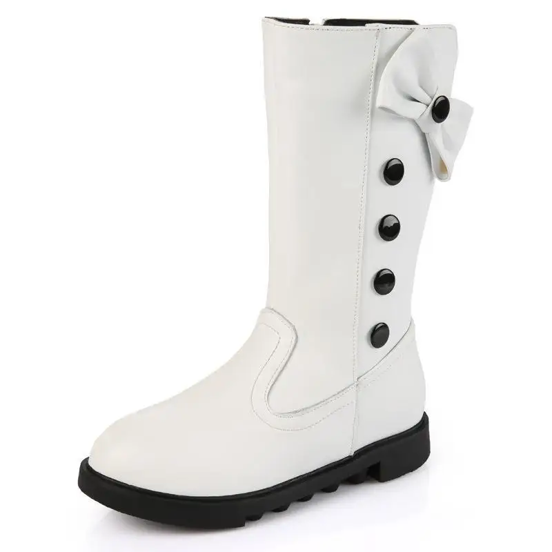 

Winter Girl High Snow Plush Boots Children Fur Princess Dress Shoes Genuine Leather Knee-high Warm Rabbit Hair Fashion kids Boot