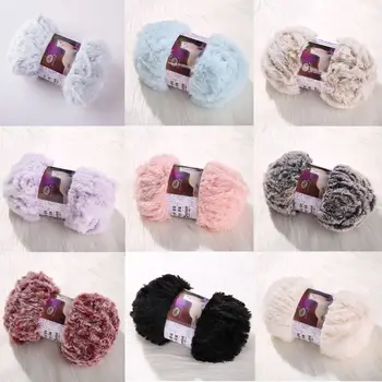 

50g/Ball DIY Fluffy Plush Chunky Thick Knitting Yarn Multicolor Hand-Woven Crochet Velvet Thread for Baby Warm Hat Scarf Sweater