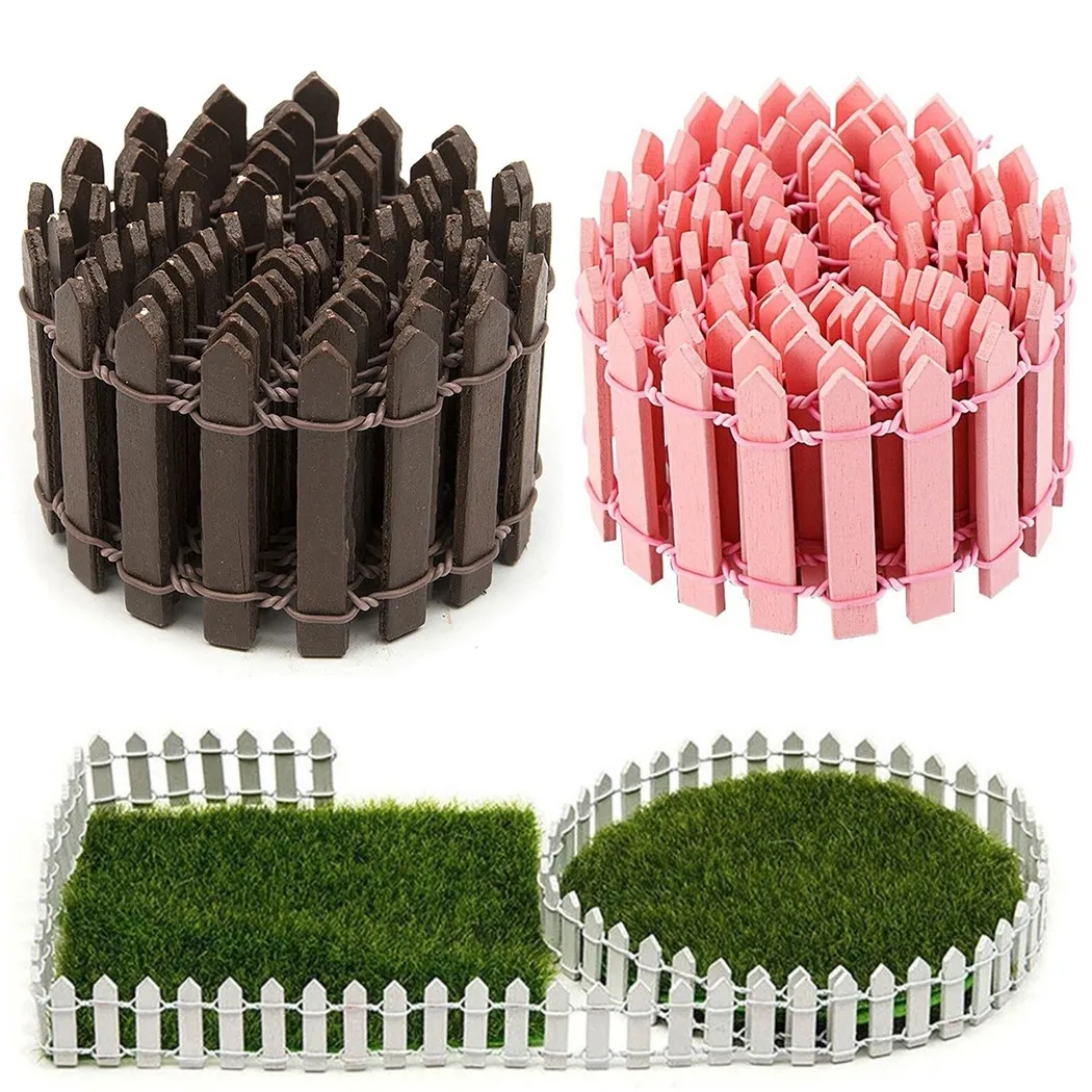 White Brown Mini Wood Fence Simulation Small Trellis 5x100cm For Succulents Potted Plants Flower DIY Home Garden Decoration