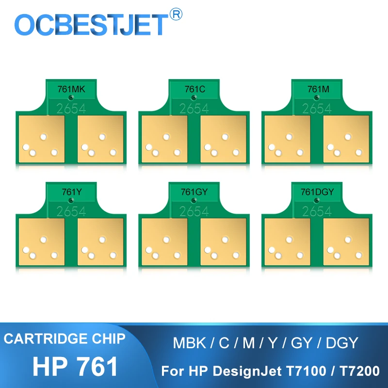 Thermal inkjet printer cartridge HP 761 Ink Cartridge Chip New Upgrade Chip HP DesignJet T7100 T7200 Printer CM991A CM992A (MBK C M Y GY DGY)