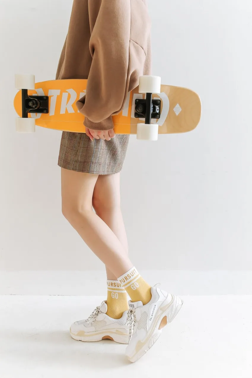 Женские носки с двумя движениями 5, женские хлопковые носки с персонажами, милые осенне-зимние носки для скейтбординга, хипстерские модные японские носки