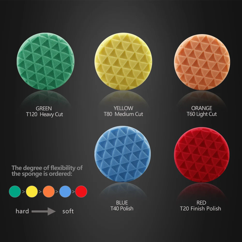 (Single Sale) SPTA 5"(125mm)/6"(150mm) Round Triangle Waxing ing Sponge Pad Polishing for Car RO/DA Machine Auto Care