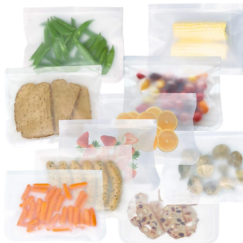 

Free Food Grade Reusable Storage Bags (10 Pack) Extra Thick Zipper Bag for Snacks, Sandwiches, Stationery, Travel 3-1-1 Clear Ba