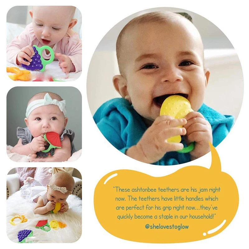 Силиконовые детские игрушки для прорезывания зубов 5 шт-BPA натуральный органический Морозильник Безопасный Прорезыватель сенсорная игрушка для детей от 3 до 12 месяцев, младенец, Tod