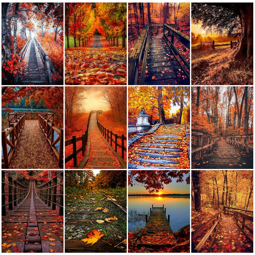 EverShine Diamond Embroidery Full Square Autumn Mosaic Kits Picture Rhinestones Painting Bridge Cross Stitch Home Decor | Дом и сад