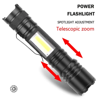 

USB Rechargeable Flashlight Outdoor Glare Flash light Zoomable torch Telescopic zoom hunting tactical flashlight Camping fishing