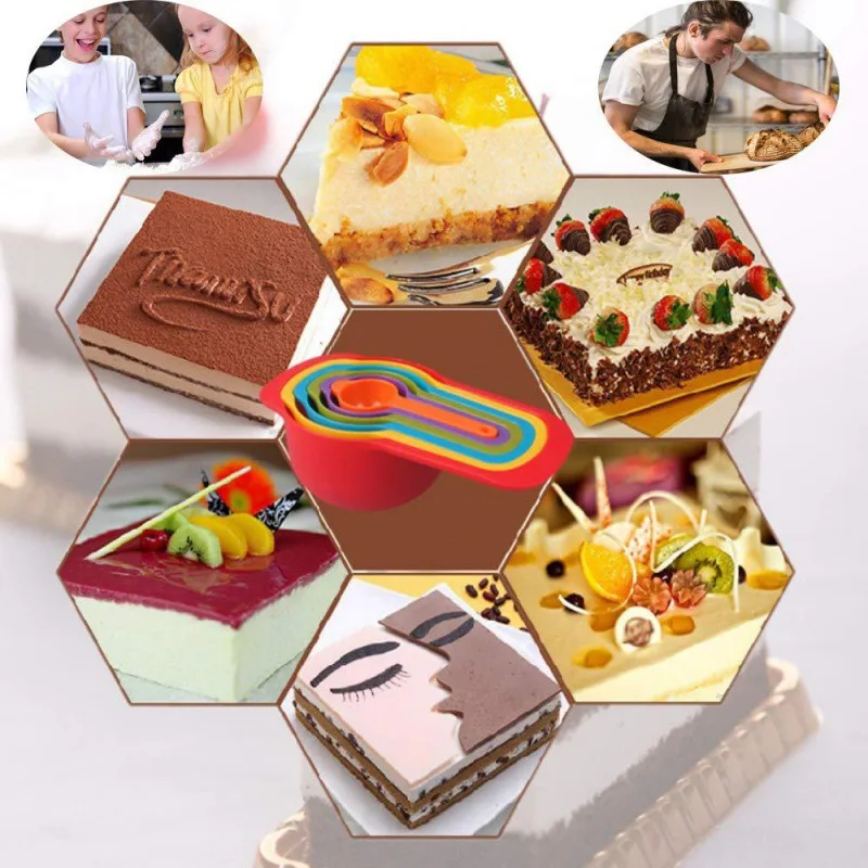 Stall Food Grade Rainbow 6 Pieces Measuring Spoon Measuring Spoon DIY Bakery Flour Flavoring Meter Cup Random Color
