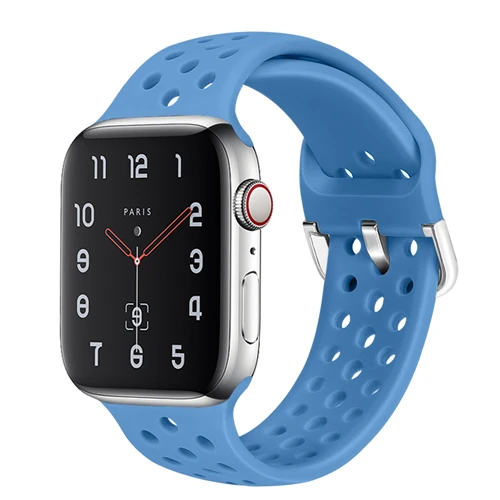 Спортивный силиконовый ремешок для apple watch, ремешок для apple watch, 42 мм, 38 мм, iwatch, ремешок 44 мм, 40 мм, модный браслет для часов 5, 4, 3, 2 - Цвет ремешка: Light blue