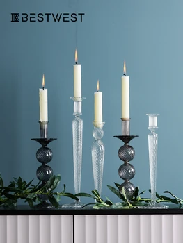 

Glass Candle Holders Nordic Table Candlestick Wedding In Candle Holders Decor Creative Rotary Luxurious Kerzenhalter Gift FC181