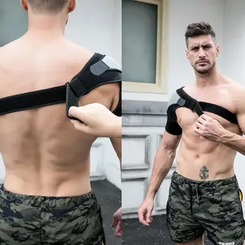 

Adjustable Breathable Single Shoulder Support Gym Sports Brace Guard Strap Wrap Belt Pads Black Bandage Unisex