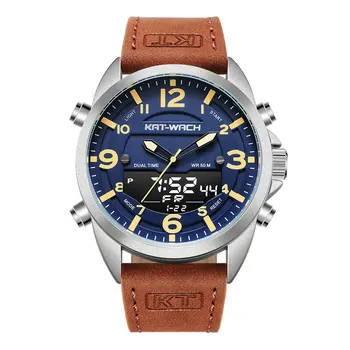 

Luxury Watch Men 2020 Top Brand Leather Watches Man Quartz Analog Digital Waterproof Wristwatch Big Watch Clock KT1818