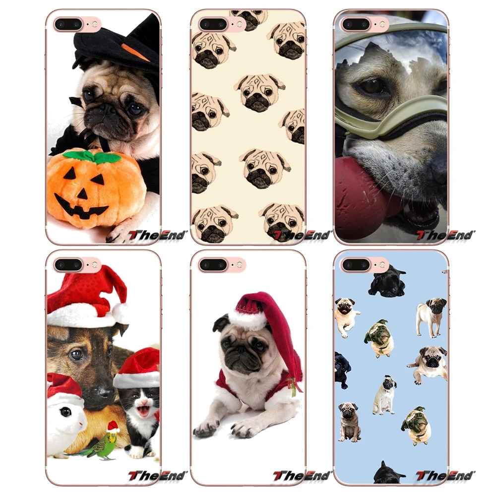 Милый pets Рождественский Мопс Силиконовый ТПУ чехол для huawei P Smart Y6 Pro P8 P9 P10 Nova P20 Lite