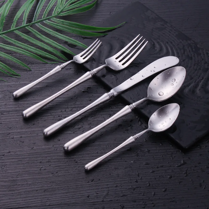 

Household full set of small waist 304 stainless steel knife fork spoon tea fork Western tableware five piece set