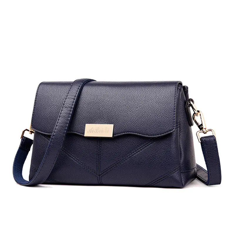 Luxury Brand High Quality Leather Crossbody Bags For Women Small Flap Women Messenger Bags Shoulder Bag Sac A Main Femme - Цвет: Blue