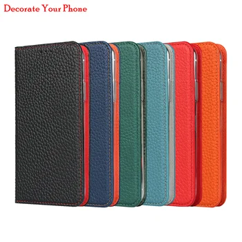 

Litchi Pattern Genuine Leather Flip Cover Case for iPhone X XS XR XS Max Lanyard Wallet Card Slots Case Cover For iPhone XS MAX