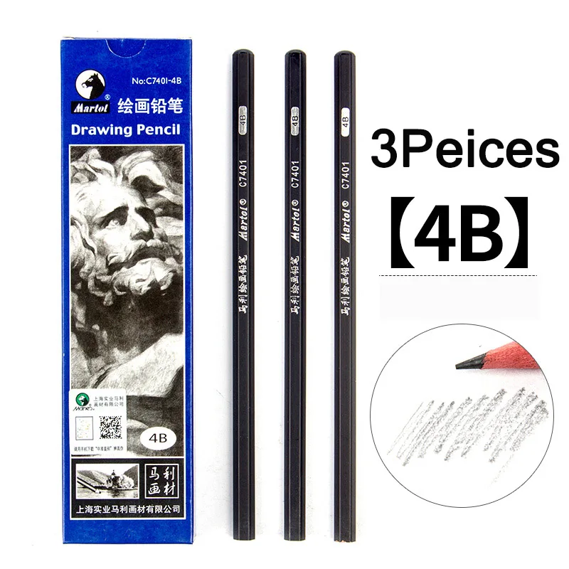Мари черный эскиз карандаш для рисования картин HB 2H B 2B 3B 4B 5B 6B 7B 8B 10B 12B 14B Стандартный карандаш канцелярские товары для рукоделия - Цвет: 4B x 3PCS