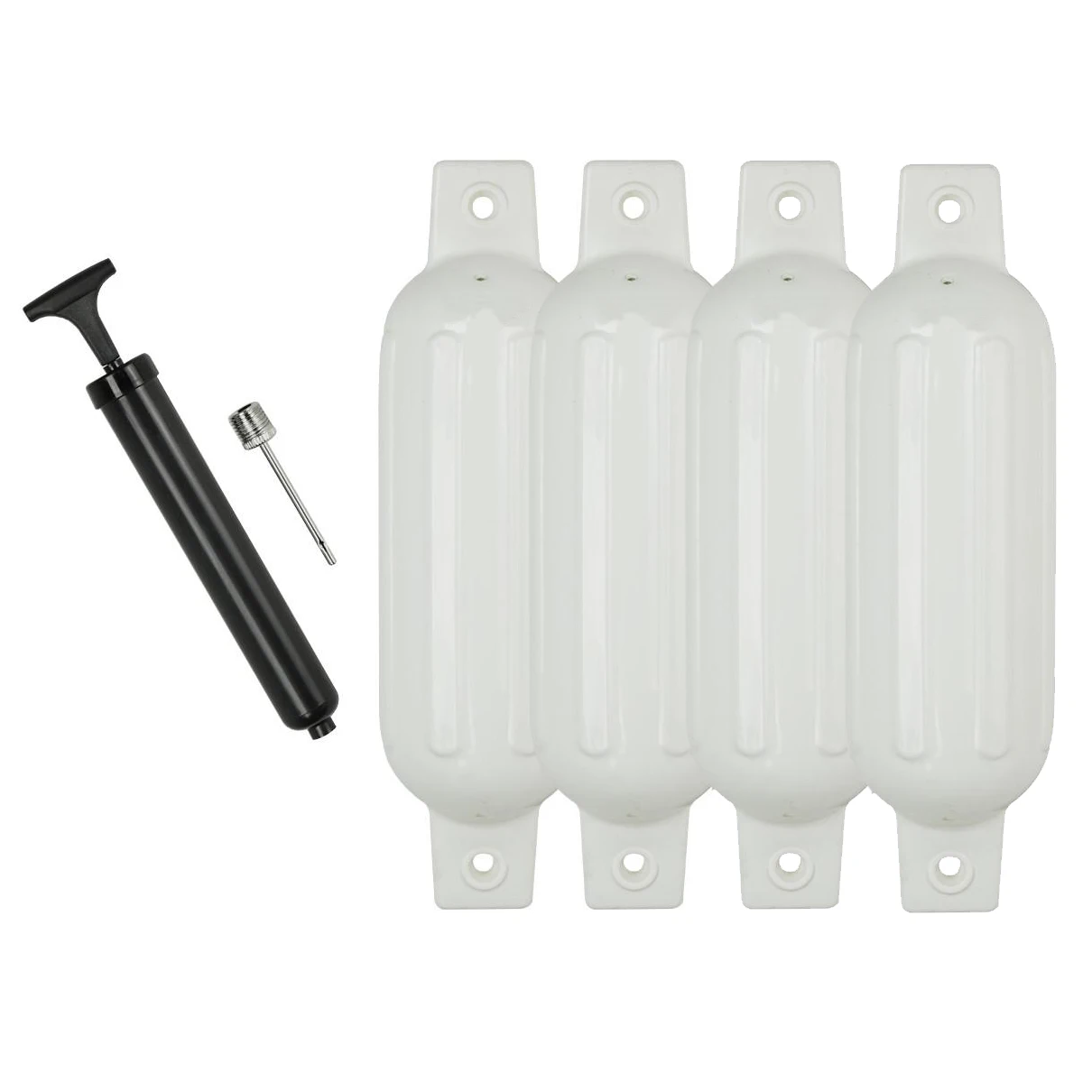 4PCS Ribbed Boat Fender Vinyl Inflatable Bumper Marine Dock Shield Protection White 5.5