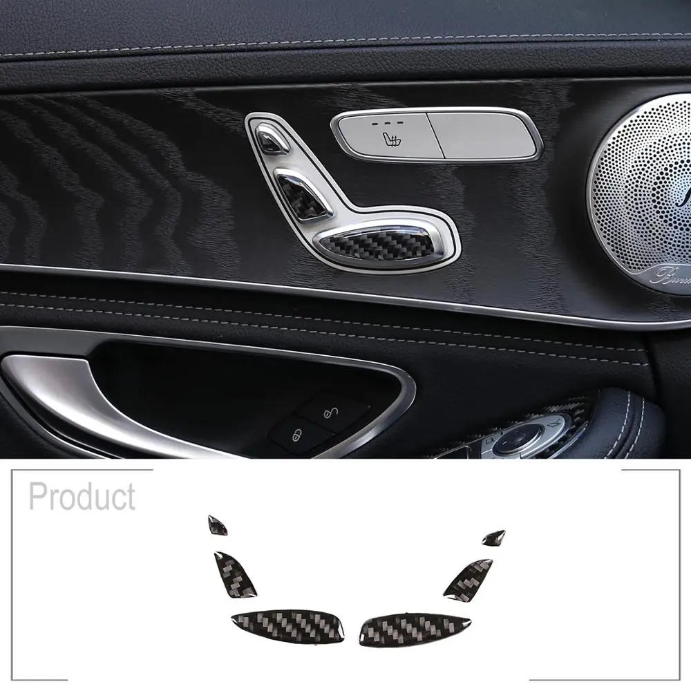 

Soft Carbon Fiber Seat Button Sequins 3D internal Sticker For Mercedes Benz E Class W213 E200 E300 GLC C Class W205 X253 2016-19