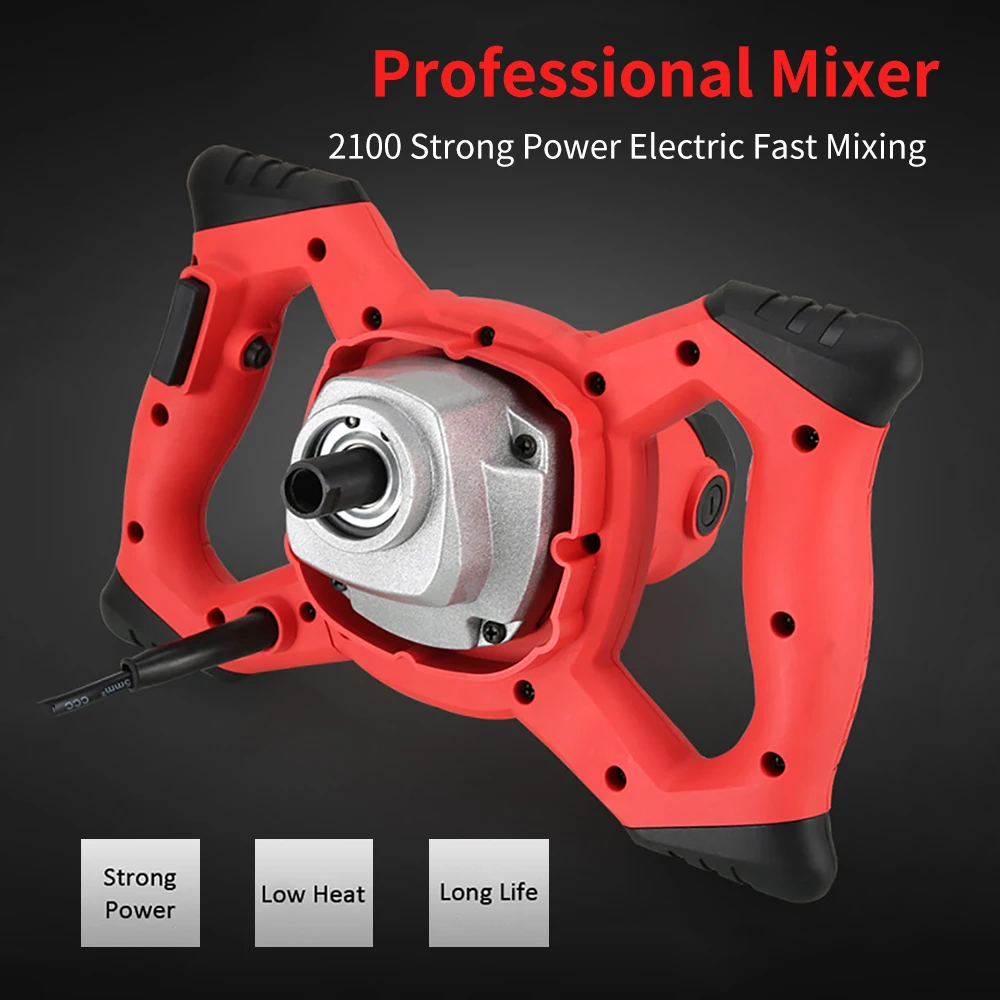 

KKmoon 220V 2100W Handheld Electric Cement Mixer Stirrer 50/60Hz 6-Speed Hand Held Concrete Mixer for Mortars Paint Mud Grout 80
