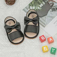 KIDSUN 2021 Summer New Arrival Baby Sandals Infant Girl Princess Cute Bow-knot Leather Rubber Sole Flat Toddler First Walkers 5