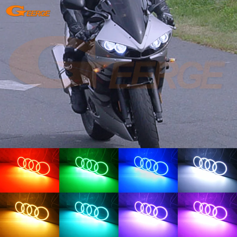 For Yamaha Yzf R6 03 04 05 R6S 06 07 08 09 RF Remote Bluetooth APP Control Multi-Color Ultra bright RGB LED Angel Eyes kit