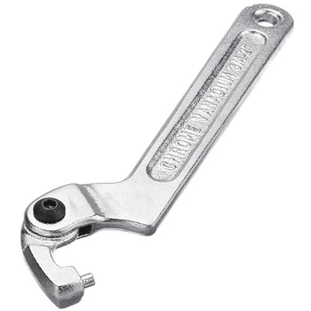 

SHGO HOT-Adjustable Hook Wrench C Shape Spanner Tool Vanadium Steel 51-121mm with Scale Key Tools for Nut Bolts