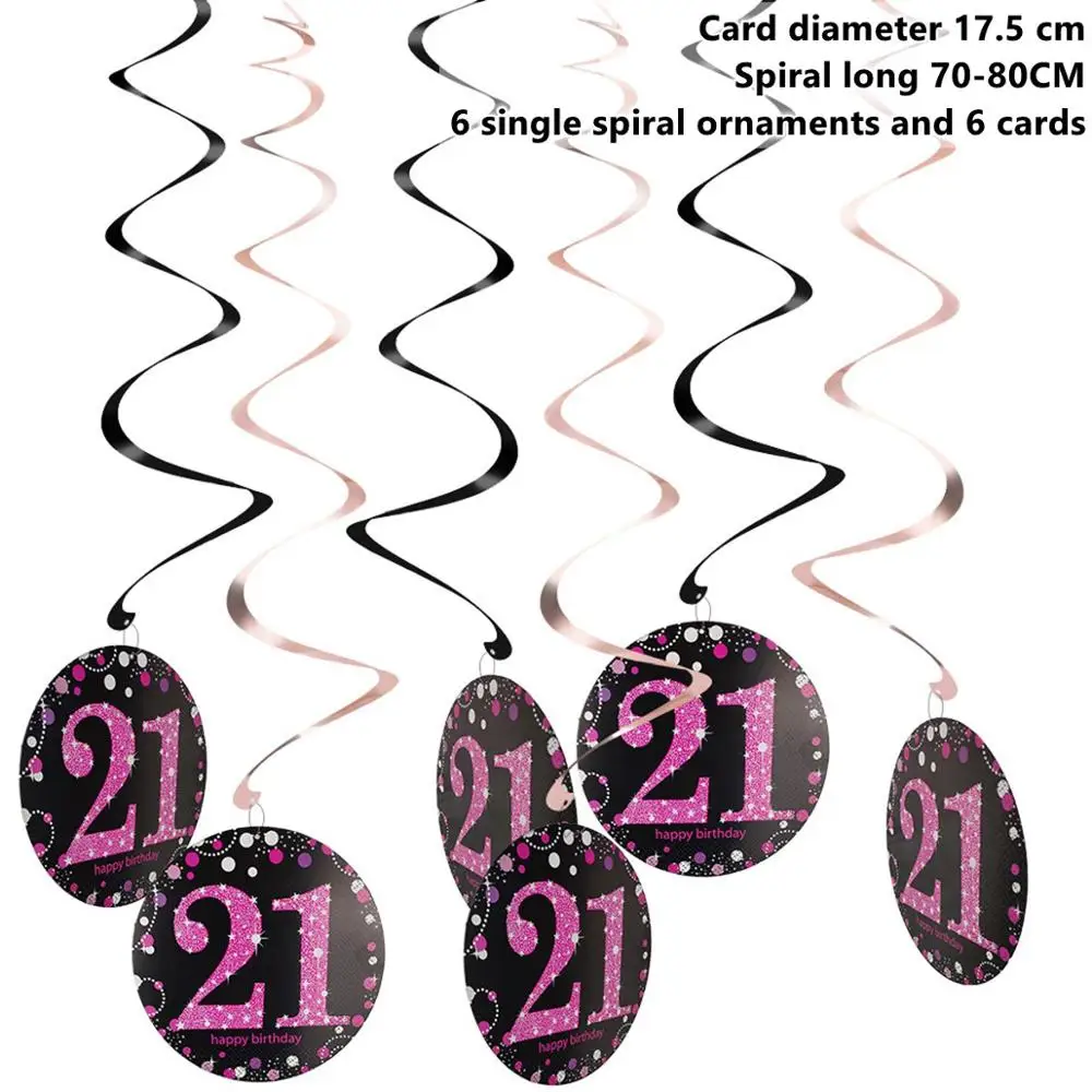 21th Pink Swirls Taoup 10 20 30 40 50 60 Топпер для торта «С Днем Рождения» украшения свадебного торта принадлежности для торта День рождения Декорации для взрослых - Цвет: 21th Pink Swirls