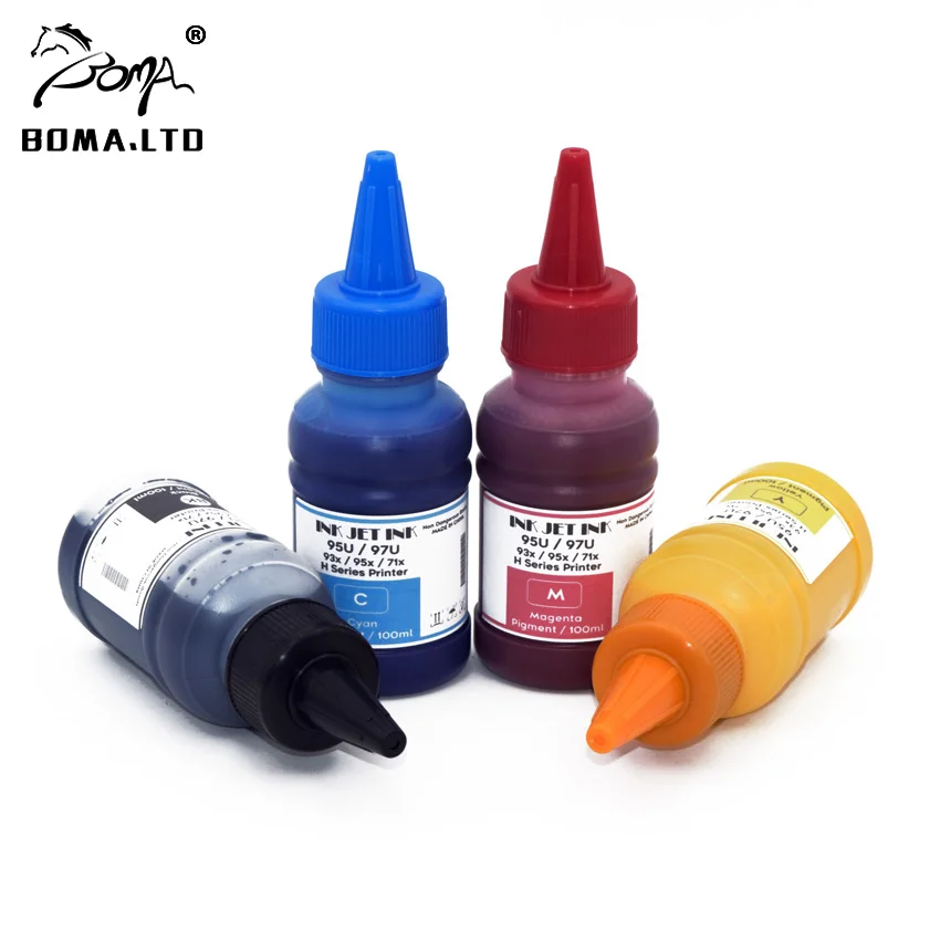 1Set 100ml*4color Water Based Pigment Ink For Hp 95u 952 953 954 955 7720 7740 7730 8710 8720 8715 8740 8210 8216 Printers