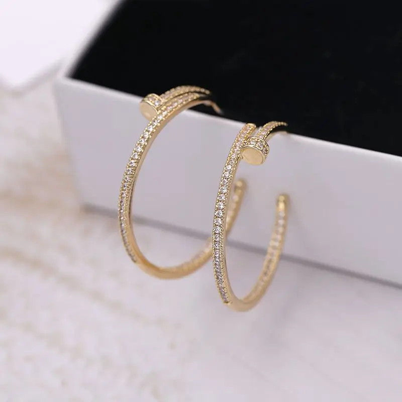 Серьги-кольца модные украшения из циркония для женщин и девушек простые круглые
