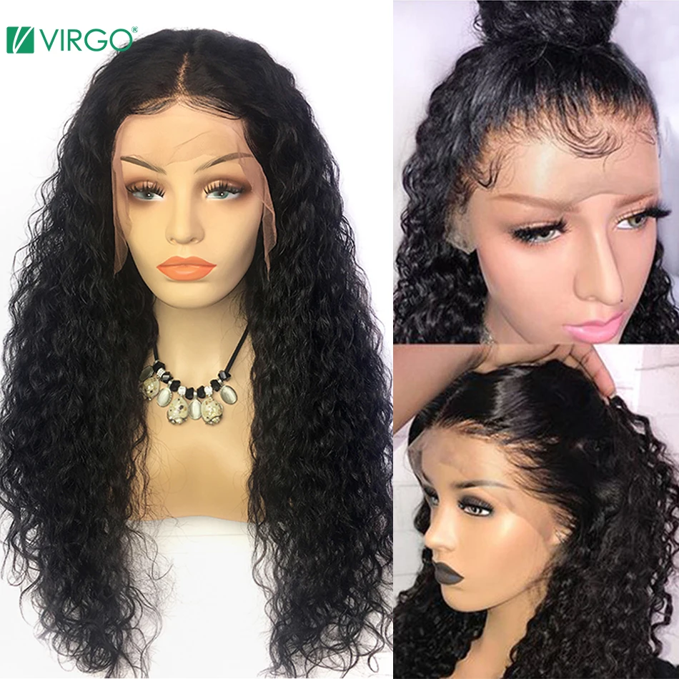 Virgo 28 30 inch Brazilian Water Wave Lace Front Wig 13X6 Transparent HD Lace Front Human Hair Wig for Women 4X4 Closure